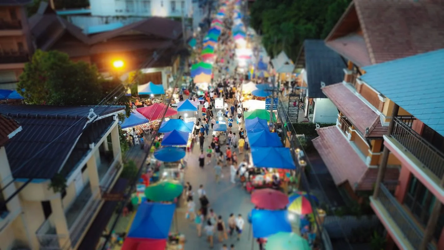 Local market stalls near the YWAM Chiang Mai hub